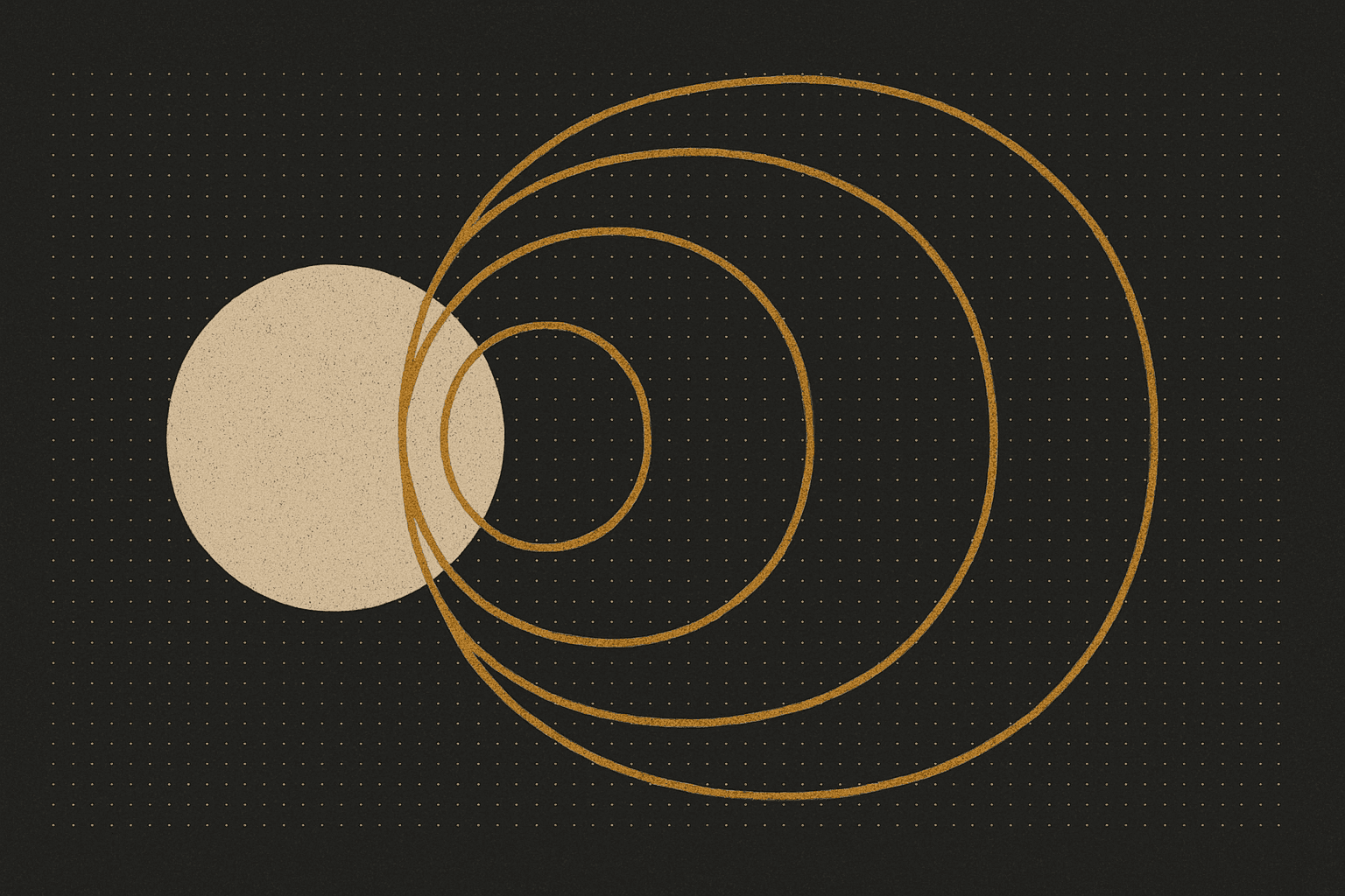 An editorial illustration of six narrow doorways converging on a single illuminated threshold, rendered in deep navy on cream paper with a terracotta accent.